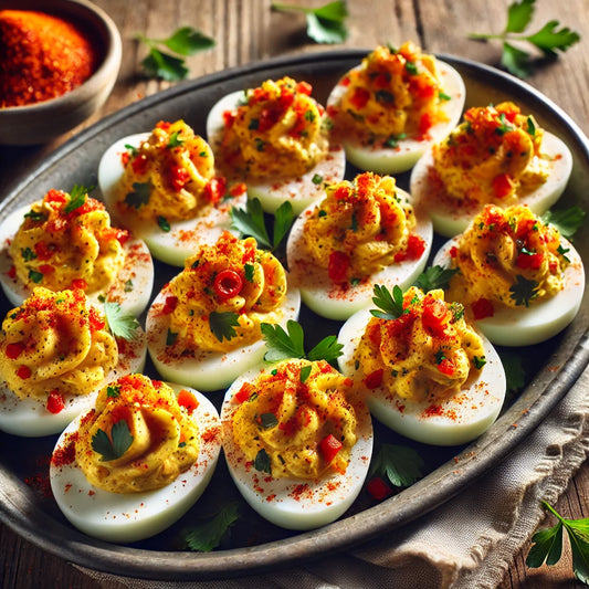 Hott Brands Giardiniera Deviled Eggs