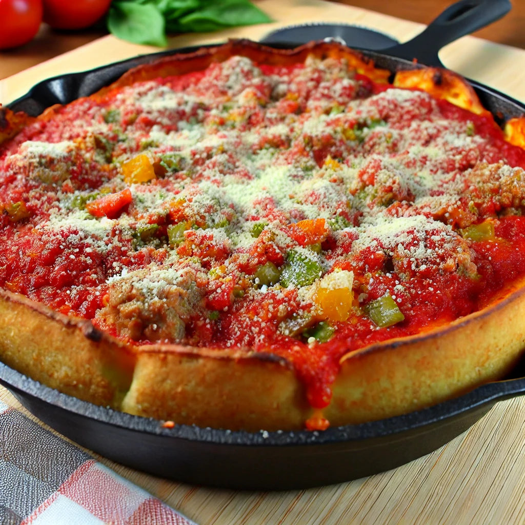 Chicago-Style Deep Dish Pizza with Giardiniera