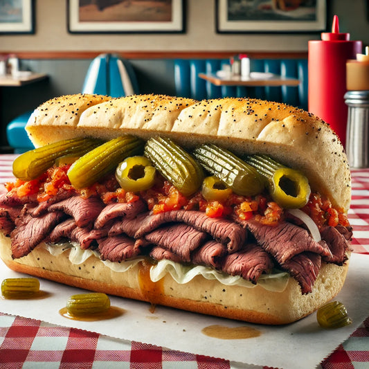 Slow Cooker Italian Beef Sandwiches with Hott Brands Wise Guys Giardiniera